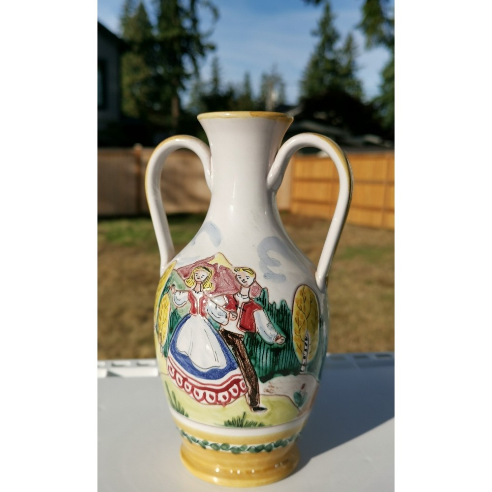 rare 1952 hank keramikk Norway majolica faience Ceramic vase H 7.5"